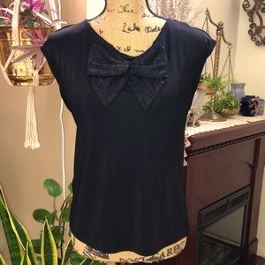 MNG by Mango Blouse with Lace Bow & Cowl Back